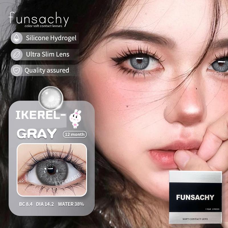 FUNSACHY Новые модные контактные линзы 14,2 мм Цветные контактные линзы для глаз Синие натуральные линзы Серые зрачки Макияж для глаз Косметика Ежегодно