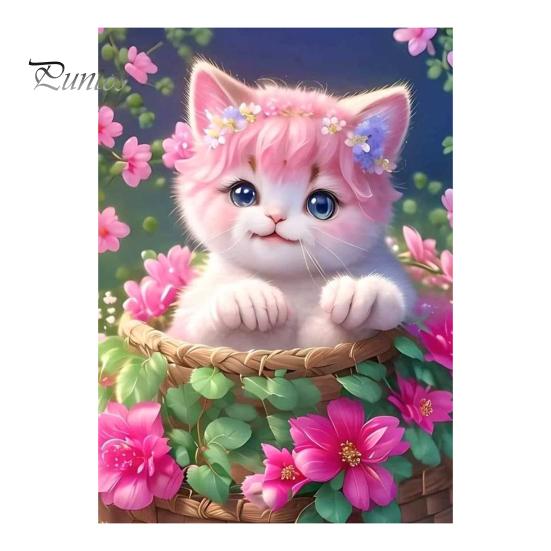 1 набор мультяшных кошек, картины из стразов с инструментами для дрели на холсте, 5D, набор для самостоятельного изготовления поделок из стразов, художественный рисунок, набор для украшения, для начинающих, взрослых и детей