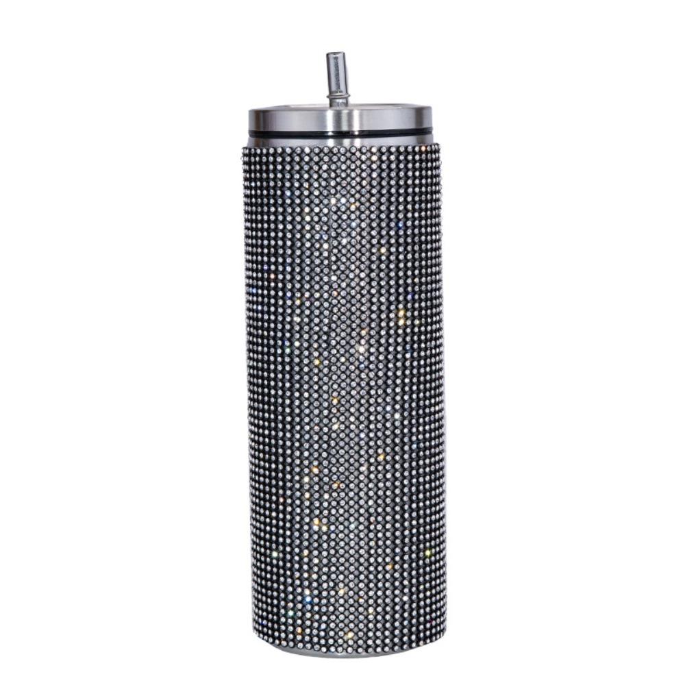 Bling Rhinestone Thermos Bottles Leopard Print Stainless Steel Water Bottle  Outdoor Activities