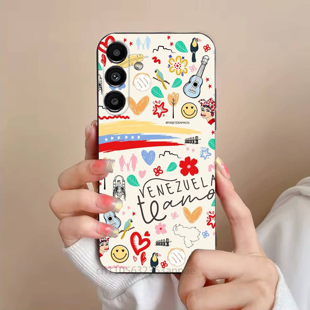 Aesthetic Art Venezuela Phone Case For Samsung S25,24,23,22,21,S20,Ultra,Plus,FE Black Soft Cover