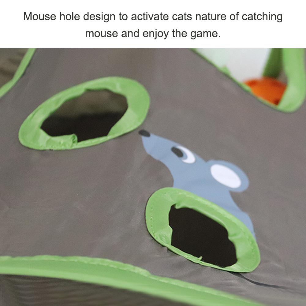 Hide and Seek Mouse Cat Toy 9 Holes Interactive Pet Cat Teaser Trainning with Bell Ball Folding