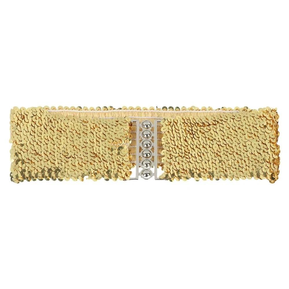 Metal Buckle Sequined Wide Corset Belt Wide Elastic Elastic Waspie Belt Casual Wear