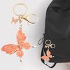 Oil-dipping Rhinestone Butterflies Keychain Women Girls Portable Zinc Alloy Backpack Purse Ornament Butterflies Key Ring Holder