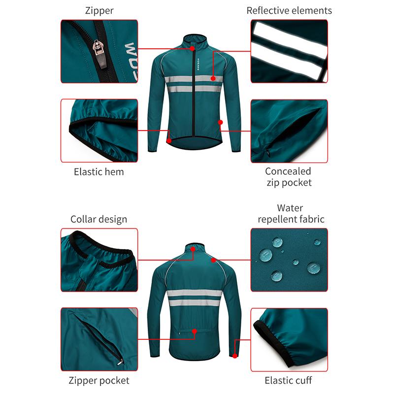 Wosawe Велосипедные куртки Водоотталкивающая велосипедная ветрозащитная ветровка Светоотражающее велосипедное пальто