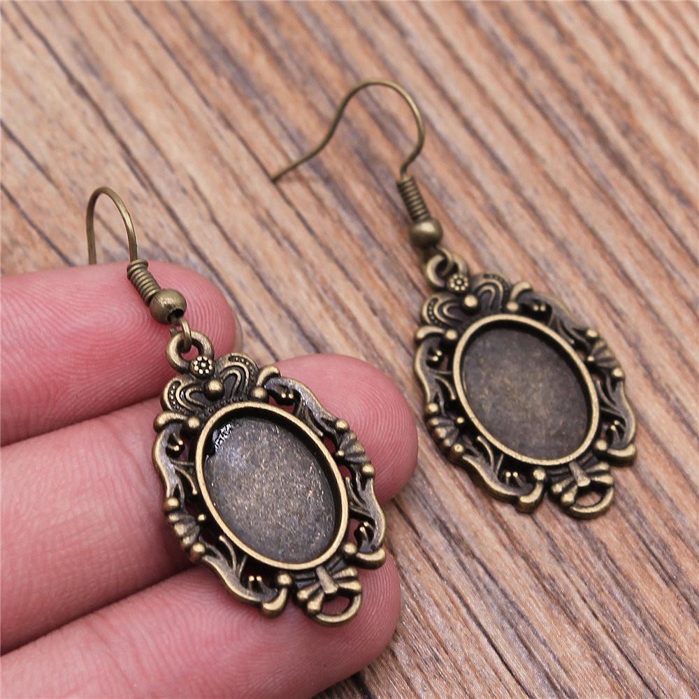 Oval Ear Hook Glass Cabochon Base Setting Tray Drop & Dangle Earring Women's Jewellery Party Boho Findings & Components