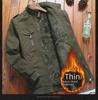 Men's Military-Style Washed Cotton Jacket with Velvet Lining