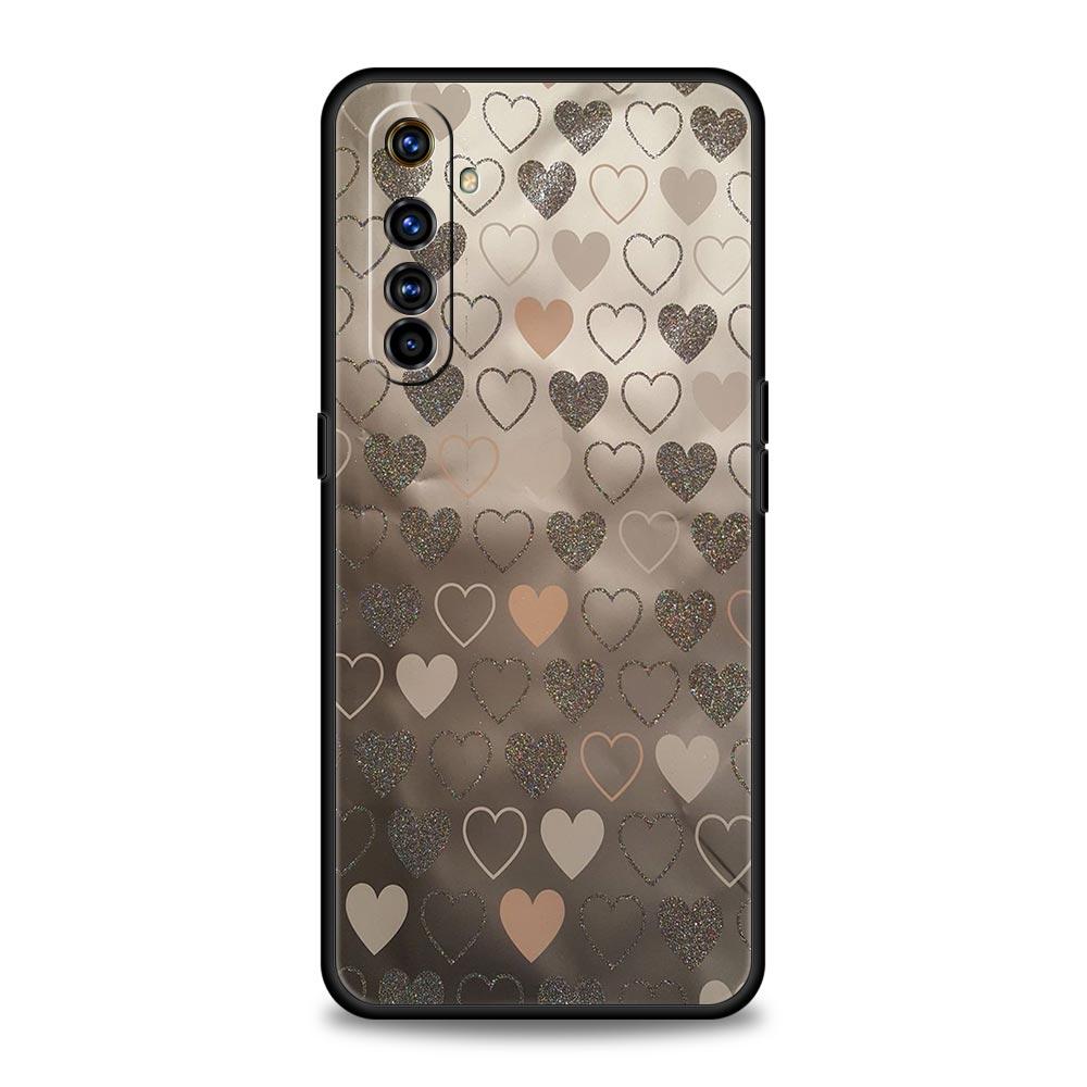 Золотой Розовый Розовый Блестящий Сердечки Чехол Для Realme 12 11 10 9 8 5G 7 6 GT5 GT3 GT2 Pro C21 C25 C35 Для Realme GT Neo 2 3 3T 5 Чехол
