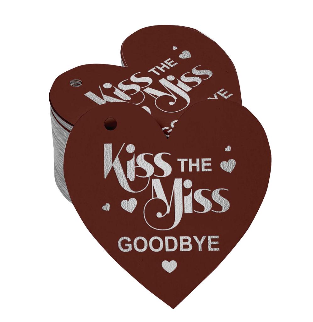 Inkdotpot 100 шт. в упаковке. Бирка из настоящей серебряной фольги с поцелуем «Мисс на прощание» на девичник.