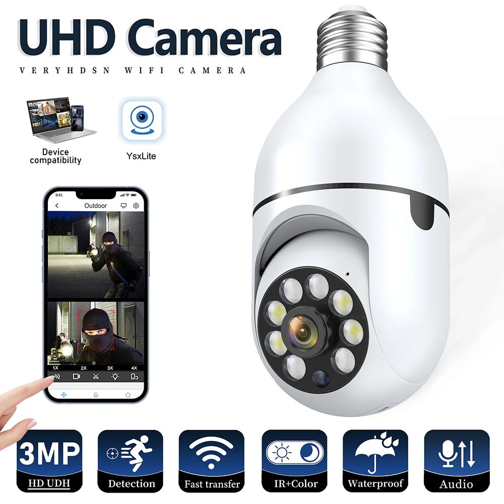 Новая HD 1080P E27 Лампа WIFI Смарт-камера Ночное видение Двусторонняя аудиосвязь Монитор Отслеживание человека для защиты дома и улицы
