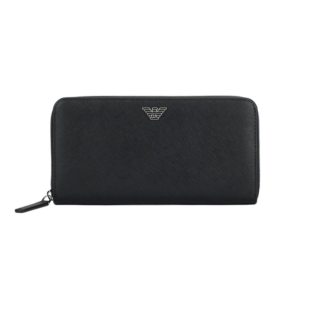 Emporio Armani Кошелек на молнии с принтом логотипа Мужской кошелек Черный Y4R169-Y138E-81072