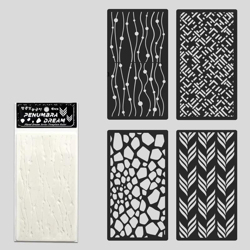 Набор из 4 шаблонов трафаретов с цветочным узором, полые, для рисования, для распыления краски, раскрашивания, рукописных плакатов, поделок, журнала