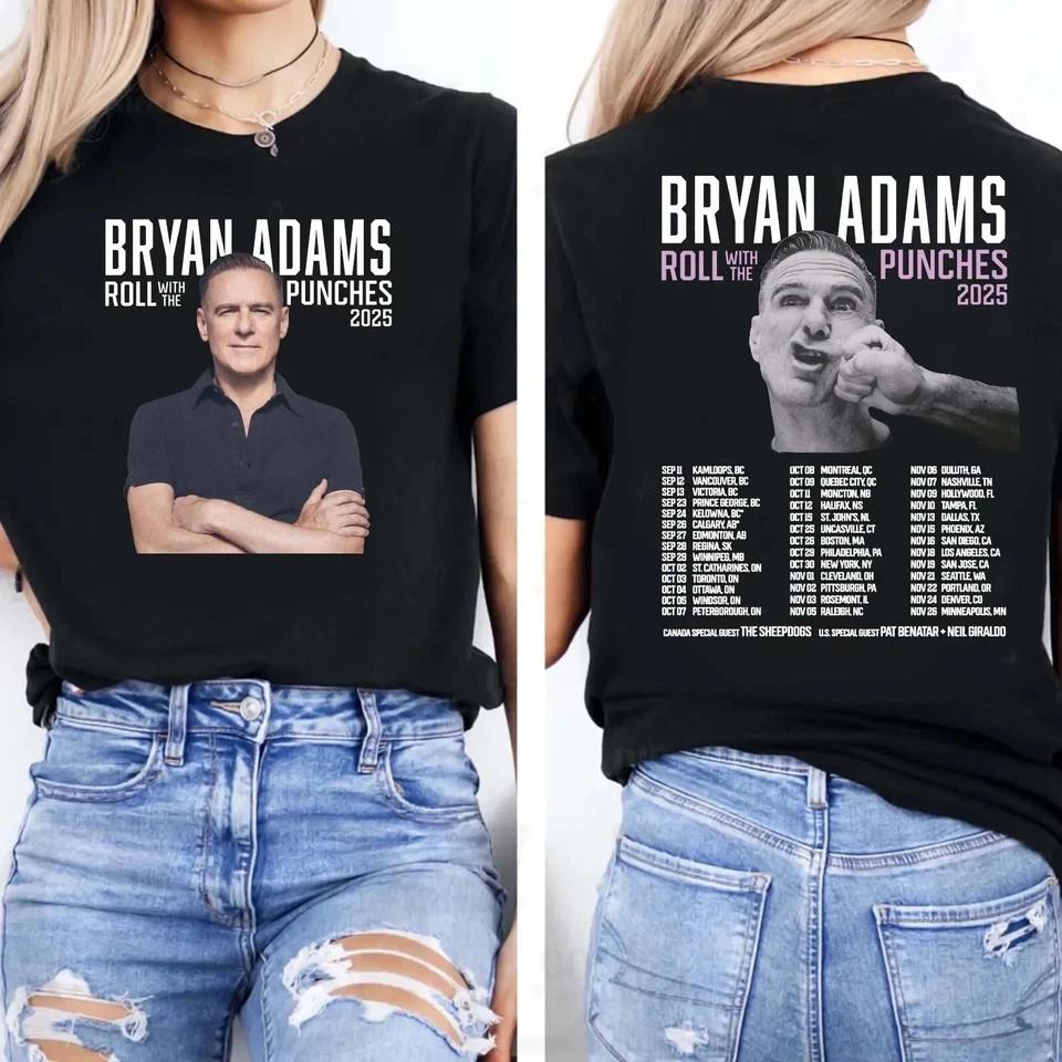 Bryan Adams Roll With the Punches Tour 2026 Double Sided Unisex T-Shirt All Size