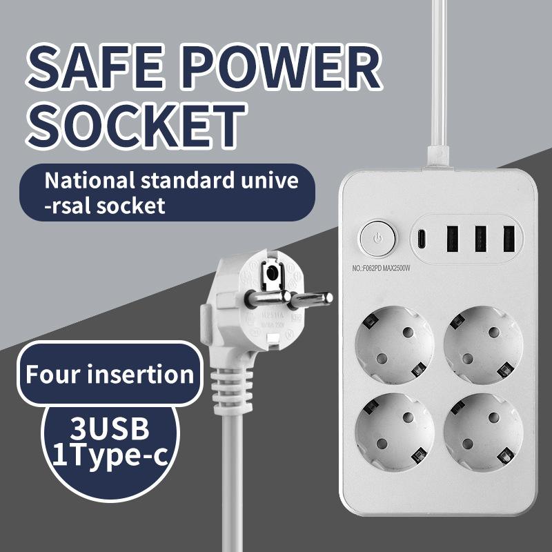 European Standard Socket Plug for Household USB Socket Switch European Standard Socket Plug Russian High-power Multifunctional Plug Board
