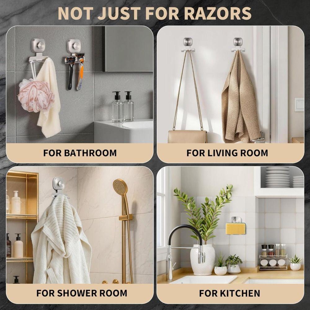 Square Suction Cup Razor Holder Removable Bathroom Shaver Hanger Bathroom Wall Mount