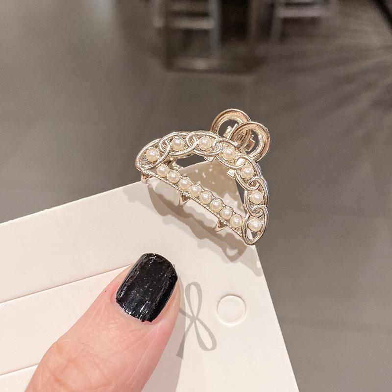 Маленькая заколка для волос Pearl Rhinaute, женская сетчатая заколка для знаменитостей, нежный высокий зажим для хвоста, корейская расширенная заколка для волос с боковым разрезом, головной убор
