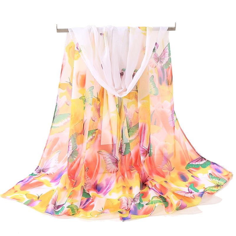 Chiffon Scarf for Women In Summer Ethnic Style New Style Gauze Scarf Korean Version for Women Versatile Sun Protection Shawl