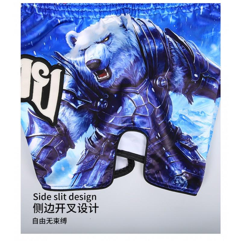 Anotherboxer Muay Thai Shorts Ice Bear Design MMA Boxing Kickboxing Training Unisex