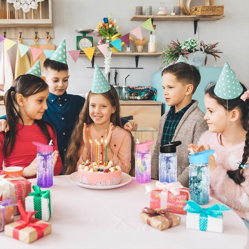 NEW 300ml Capacity Snow Globe Tumbler Reusable Break-Resistant Water Bottles Double Layers Pre-Drilled Mason Jar Cups Children