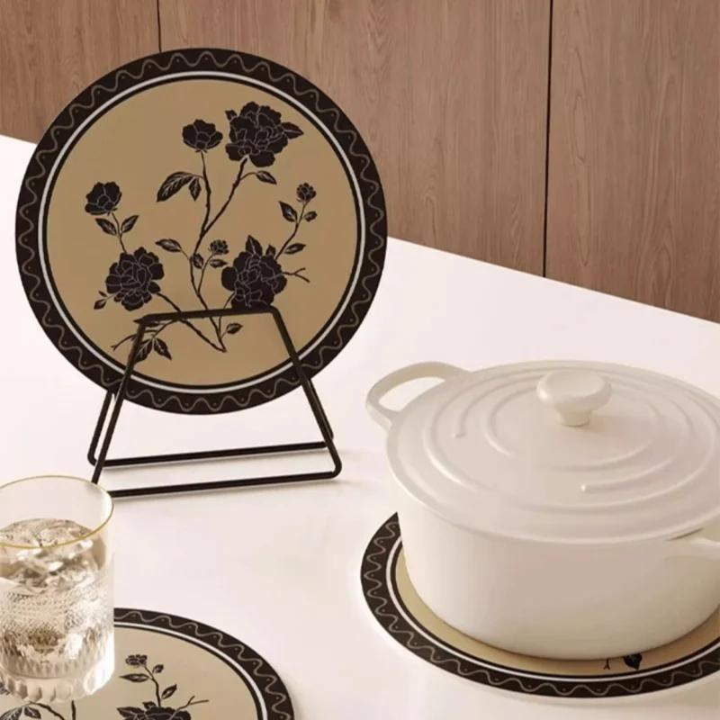 Ретро круглые подставки под цветы, теплоизоляционные, противоожоговые, коврики для стола, креативные домашние диатомитовые абсорбирующие подставки, кухонный аксессуар