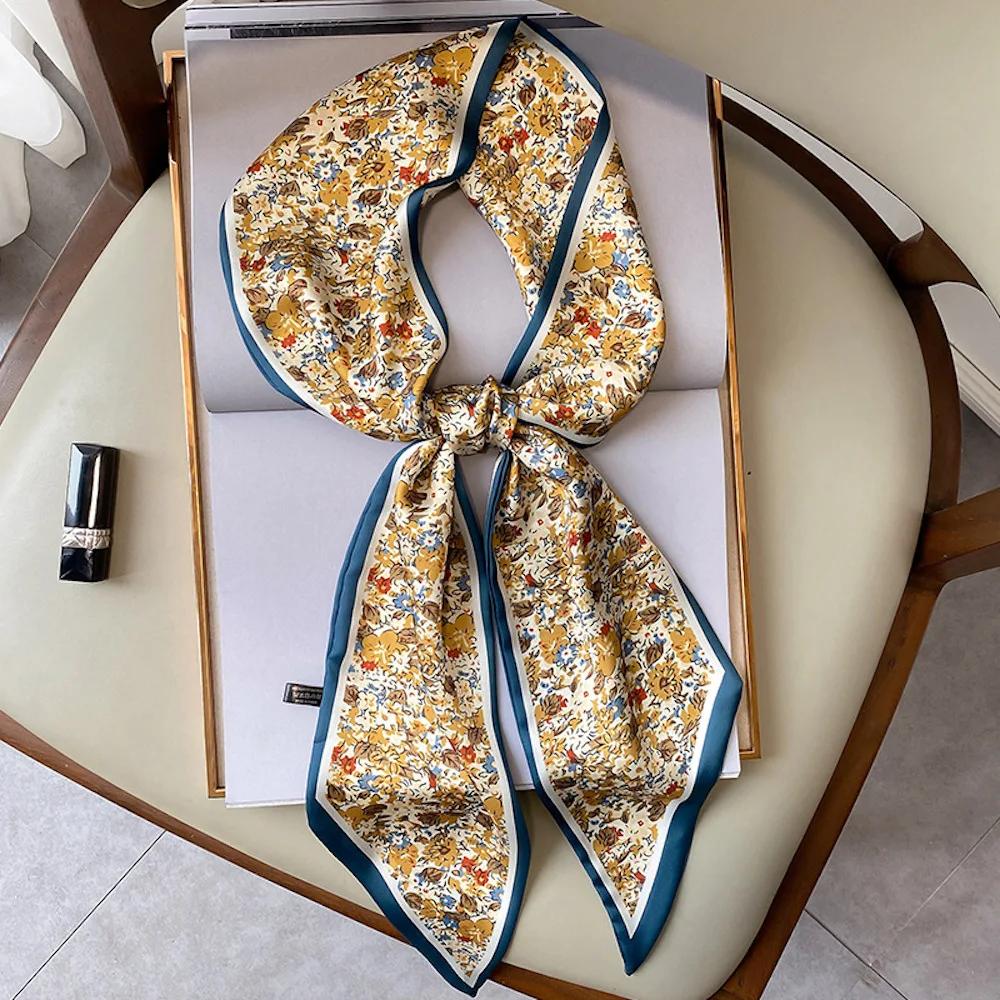 Длинный шелковый шарф-мешок, галстук, женская шея, узкие шарфы, повязка на голову, платок, принт лошади, брендовая женская шейная лента, весна, новинка