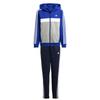 Adidas Tiberio Colorblock Fleece Tracksuit Set for Gray Legend J140 3-Stripes Kids, DTP57, Top Semi-Silent Blue/White/Medium Heather, Bottom