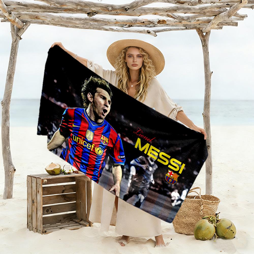 Messi's Iconic Logo Beach Towel High Absorbency & Quick-Dry Comfortable Lightweight Suitable for Swimming, Gym, Camping, Yoga Vacation
