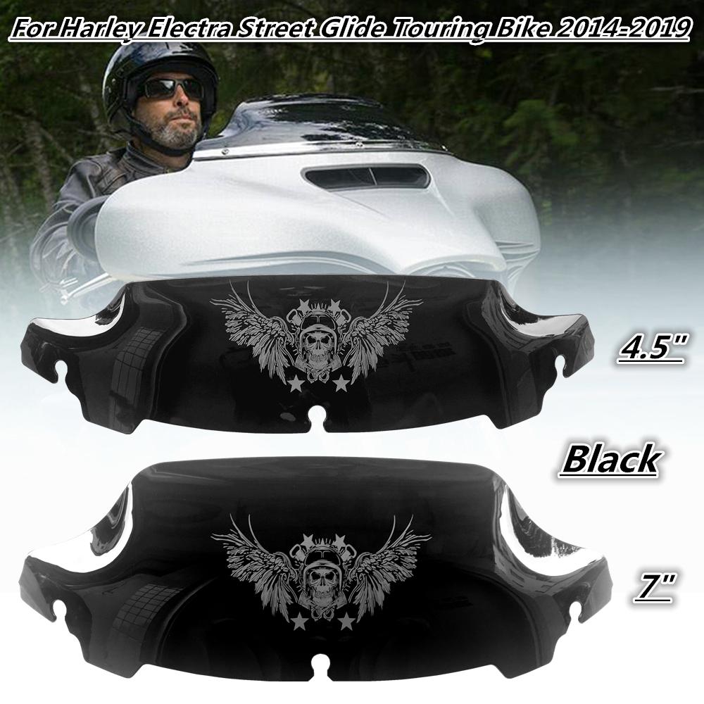 Black Smoke Clear 4.5" 7" 10.5" Wave Windshield Fits For Harley Touring FLHT FLHX 2014-up 2015 2016 2017 2018