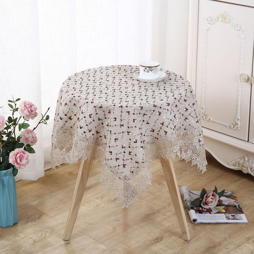 Хлопково-льняная скатерть с вышивкой в пасторальном стиле, скатерть, кружевная декоративная скатерть, журнальный столик, скатерть, скатерть