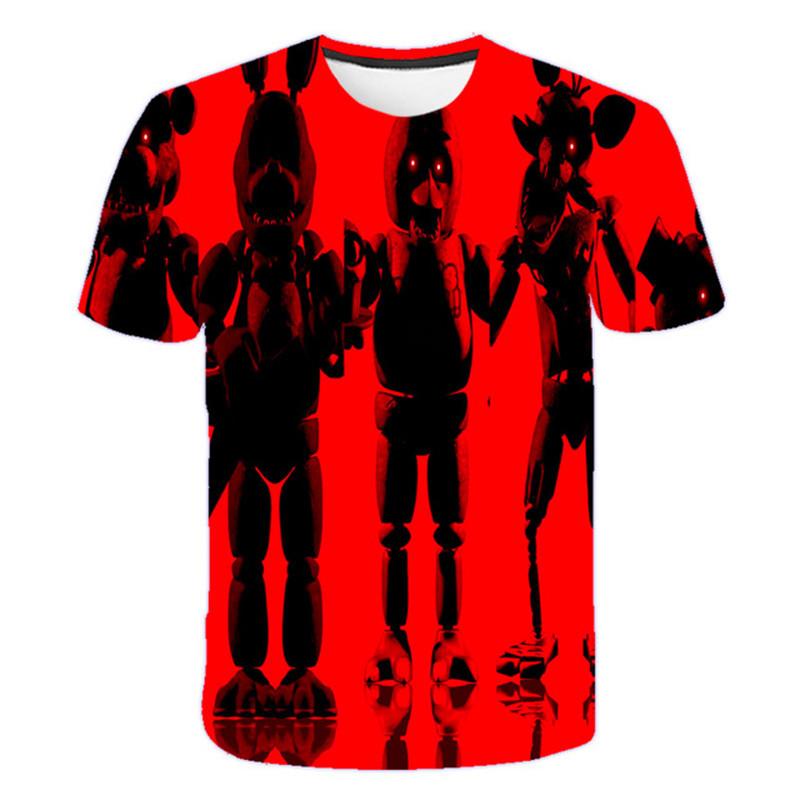 2023 Year Summer New Horror Style Five Night Freddy 3D Print Kids Short Sleeve Tops Girls Fashion Casual T Shirts 4-14 Year