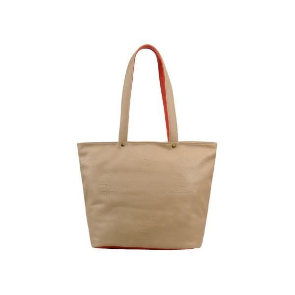 Sac Cabas - Le temps des Cerises - Elegance 2 - Taupe/Mandarine - PU - 2 anses
