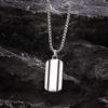 Two Striped Dog Tag Necklaces for Men Boys,Stainless Steel  Pendant Necklaces with 60CM/24" Box Chain Gifts