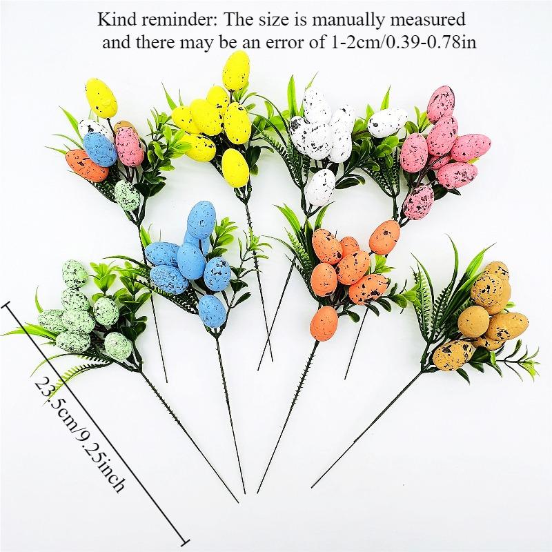 Easter Egg Flower Sticks Foam Spotted Egg Cuttings Green Plant Decoration Plug-ins Easter Decoration Home Office Party Decor