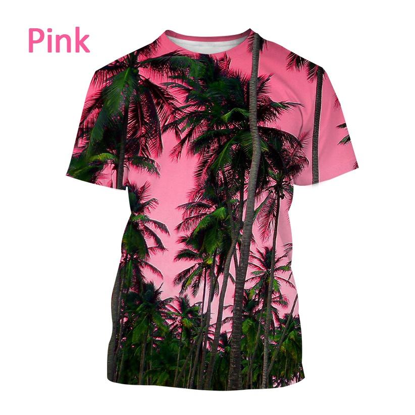 Летние мужские повседневные модные уличные футболки с 3D-принтом и короткими рукавами и узором пальмы в гавайском стиле.