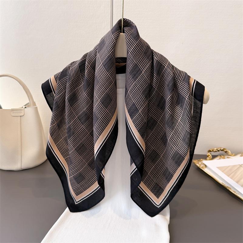 Горошек Стиль Елочка Узор Хлопок И Лен Маленький Квадратный Шарф Шелковый Шарф Имитация Бархата Головной Платок Шаль Шарф для Защиты от Солнца Женский Шарф