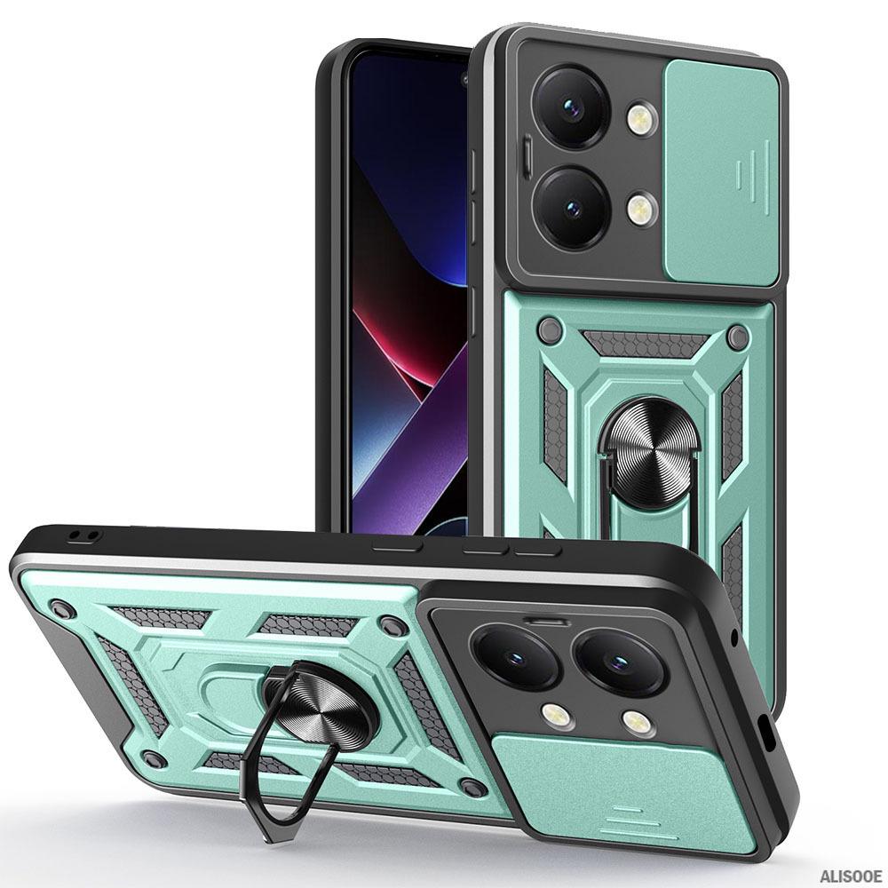 Чехол для POCO X8 Pro Max X7 Pro X6 Чехол-броня со сдвижной крышкой для защиты объектива камеры для Xiaomi POCO X7 Кольцо-подставка Ударопрочный Funda