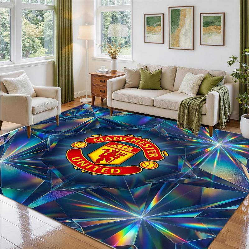 Manchester United Design Crystal Velvet Rug Soft Decorative Mat for Bedroom Entrance