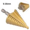 5-35MM HSS Titanium Coated Step Drill Bit High Speed Steel Metal Wood Hole Cutter Spiral Grooved Drill Cone Drilling Tool