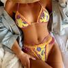Принтованный халтер с оборками, женский купальник бикини, женский купальник, комплект бикини из двух частей, купальник-стринги, купальный костюм для плавания, леди