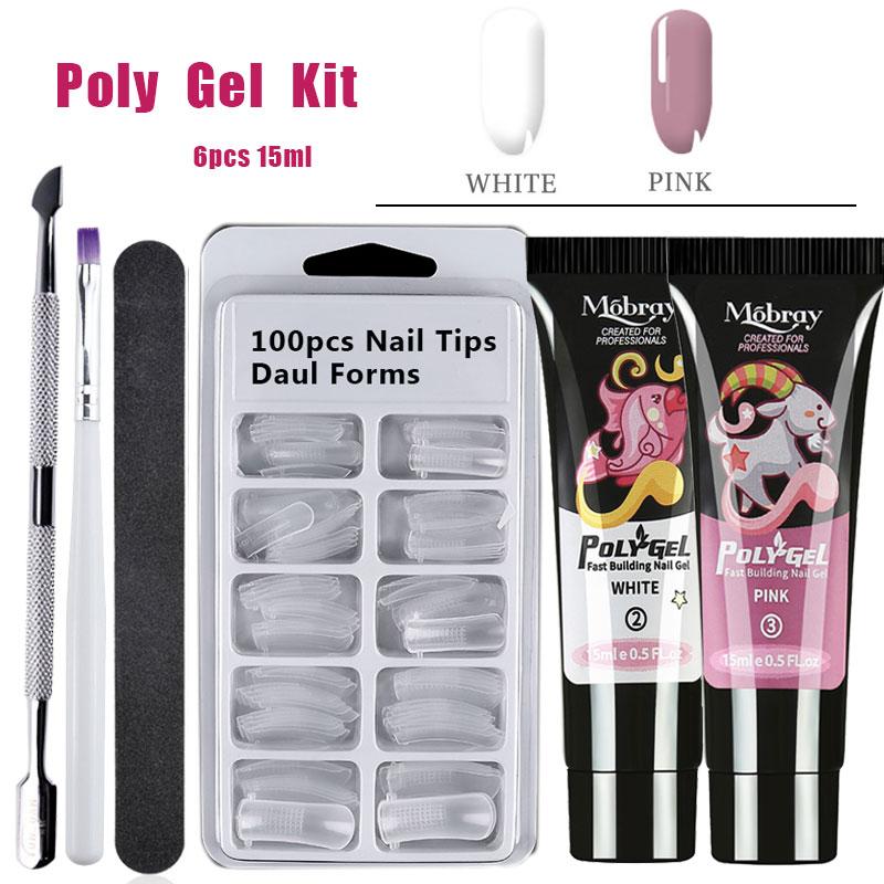 15 г акриловый полигель для ногтей, набор замачиваемых УФ-светодиодов, УФ-ногти, настоящее качество, быстросохнущий прозрачный цвет, строительный гель для ногтей, долговечный кристалл
