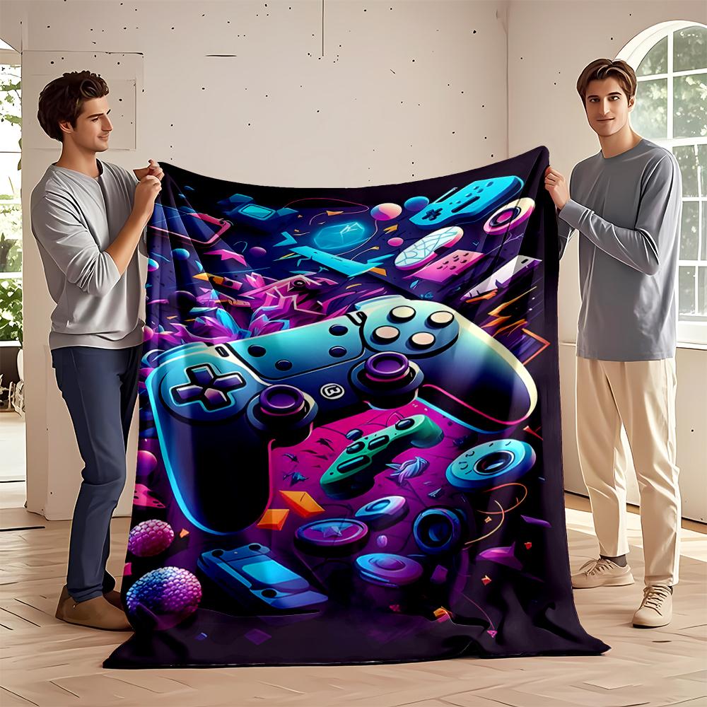 "Gaming Console Design - Fun Neon Art Style Flannel blanket for bedroom, living room, sofa, and nap sofas"