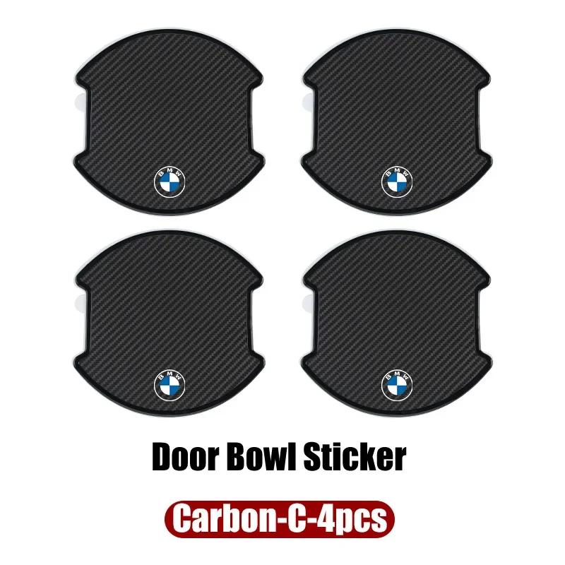 New 4PCS Car Door Handle Bowl Scratch Protector Carbon Fiber Stickers Anti Collision For BMW E46 E90 E60 F30 F10 E39 E36 F2