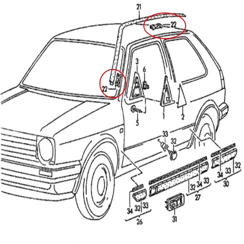 Roof Trim Strip Moulding Clips Fasteners For Vw Mk2 Golf Gti Gl Cl C Jetta Passat Caddy