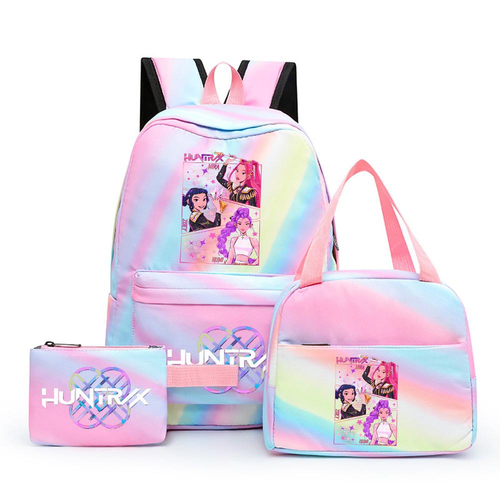 3Pcs/set Anime Demon Hunters Printed Backpack with Shoulder Bag Pengcil Case for Teenager Large Capacity Waterproof Bookbag Back To School Gift