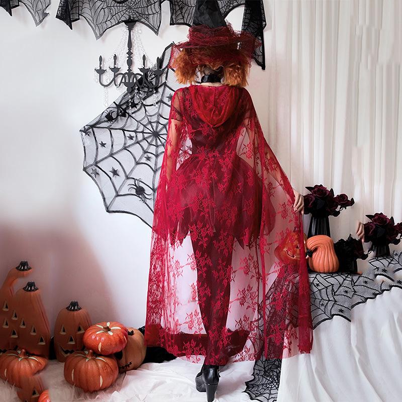 Halloween Costume Adult Female Cosplay Witch Costume Witch Vampire Sexy Shawl Cape Dress Female