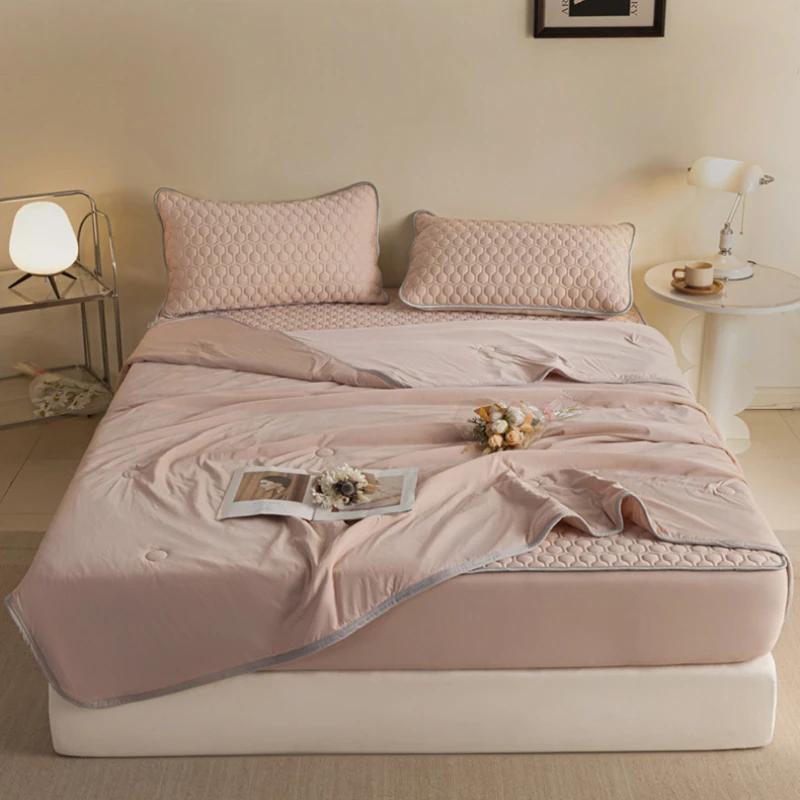 Новое Летнее Одеяло из Прохладного Шелка Однотонное, Мягкое и Удобное Одеяло для Кондиционера, Односпальное, для Взрослых, Подарочное Одеяло