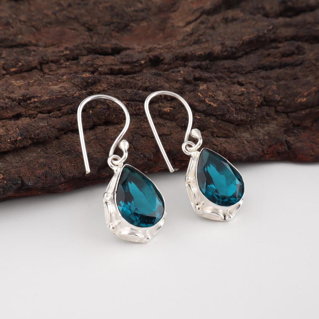 Апатит Ювелирные изделия из серебра ручной работы, Серьги из стерлингового серебра 925 пробы, Красивые ювелирные изделия с драгоценными камнями ручной работы, Серьги с апатитом для нее