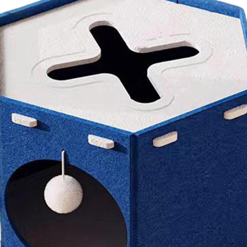 Cat House Enclosed Bed Easy Assembly Foldable for Indoor Cats Peephole Cozy Scratch Resistant