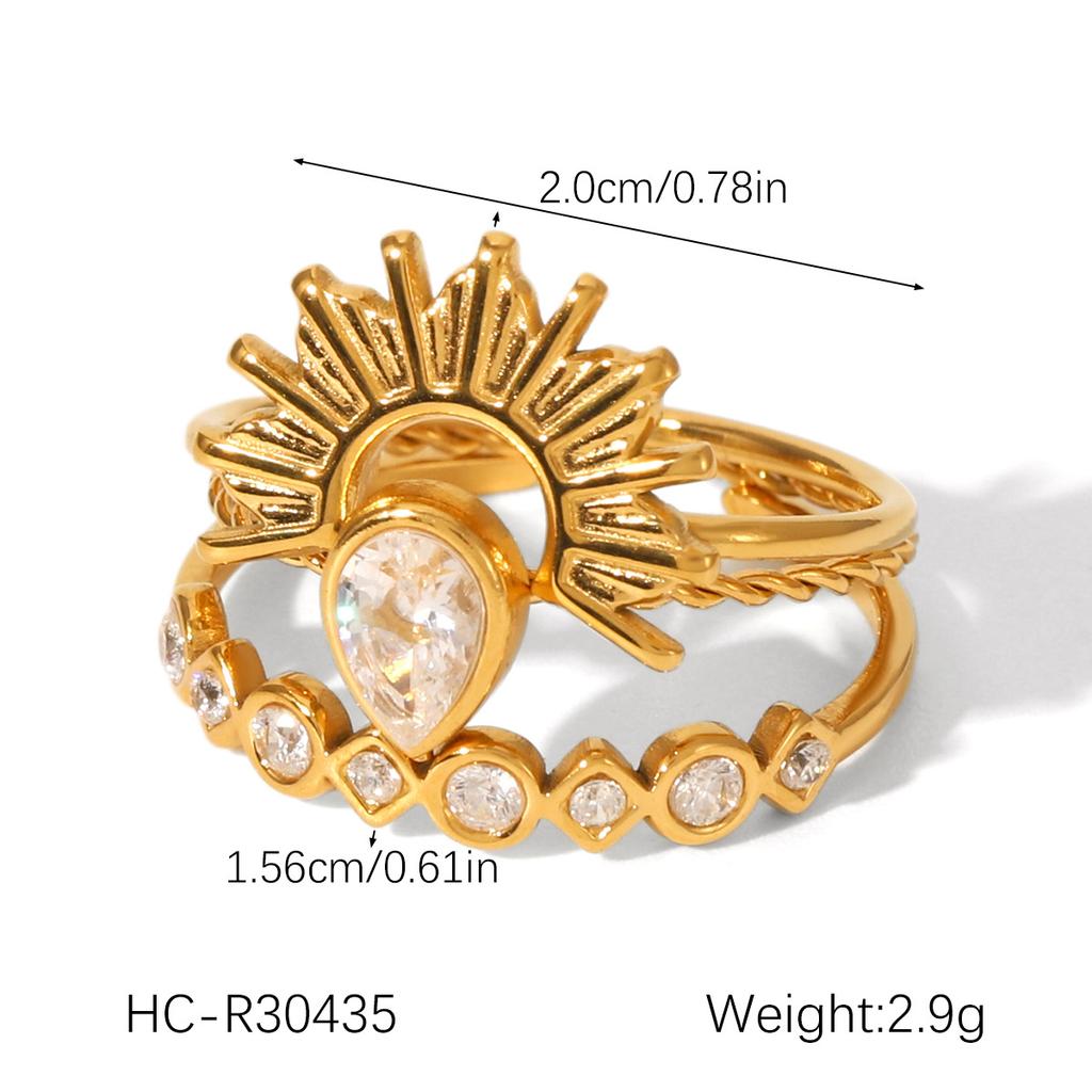 Euro-American Ins style stainless steel ring for women, high-end 18k gold band, stackable zircon ring