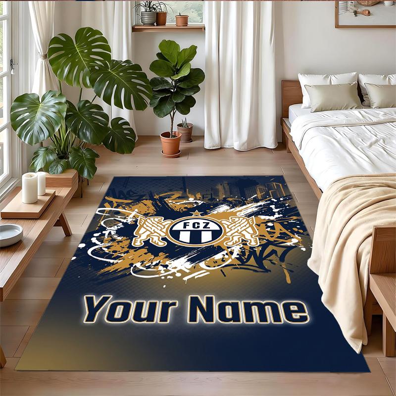 Crystal Velvet Rug Custom Name Text, Soft Non Slip Floor Mat Home DecorFC Zürich