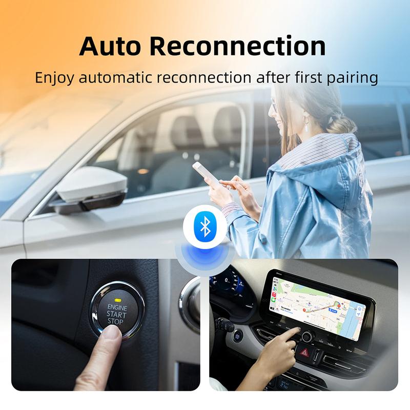 USB 2 в 1 Беспроводной адаптер CarPlay Подключи и работай Автоматическое подключение Без задержек Преобразует проводной в беспроводной Совместим для iPhone Android